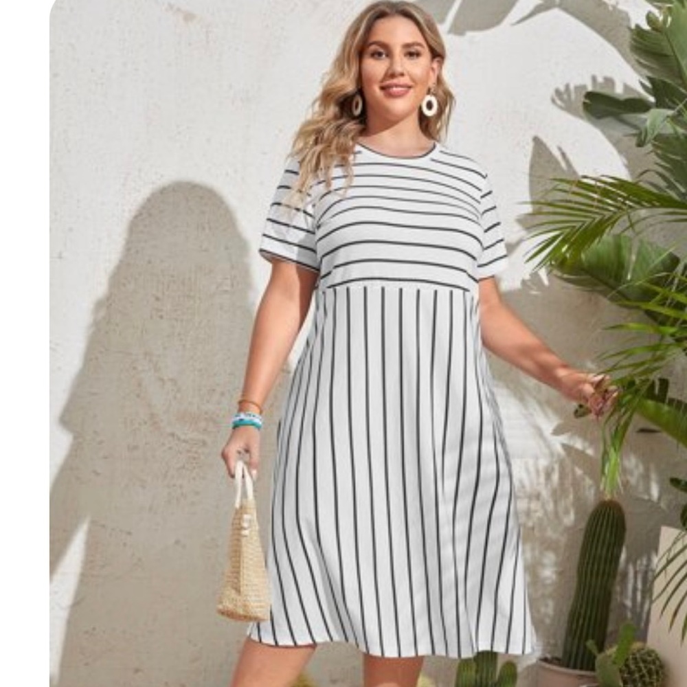 🆕 black and white striped swing dress 3XL (18)